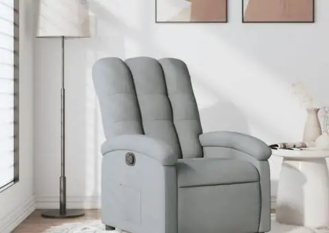 Fotoliu rabatabil, gri deschis, material textil - 1/5