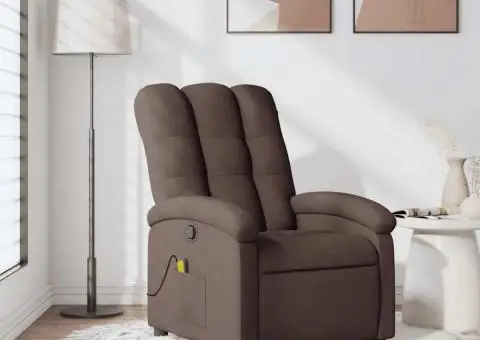 Fotoliu de masaj rabatabil, maro închis, material textil - 1/5