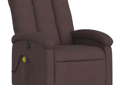 Fotoliu de masaj rabatabil, maro închis, material textil - 3/5