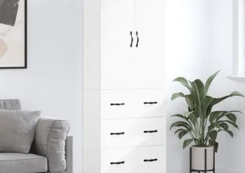 Dulap înalt, alb, 69,5x34x180 cm, lemn compozit - 1/5