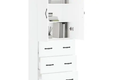 Dulap înalt, alb, 69,5x34x180 cm, lemn compozit - 3/5