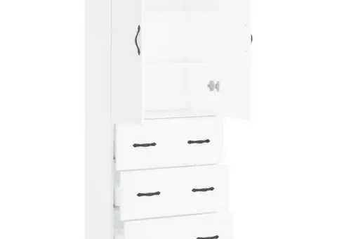 Dulap înalt, alb, 69,5x34x180 cm, lemn compozit - 4/5