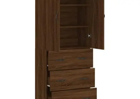 Dulap înalt, stejar maro, 69,5x34x180 cm, lemn compozit - 4/5