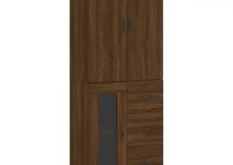 Dulap înalt, stejar maro, 69,5x34x180 cm, lemn compozit - 2/5