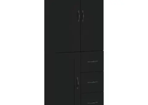 Dulap înalt, negru, 69,5x34x180 cm, lemn compozit - 2/5