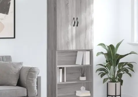 Dulap înalt, gri sonoma, 69,5x34x180 cm, lemn compozit - 1/5