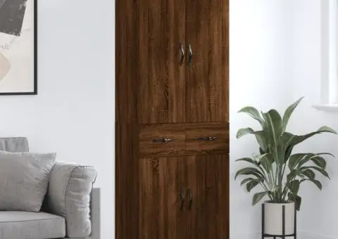 Dulap înalt, stejar maro, 69,5x34x180 cm, lemn compozit - 1/5