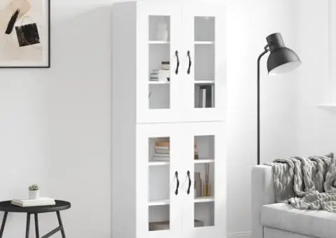 Dulap înalt, alb, 69,5x34x180 cm, lemn compozit - 1/5