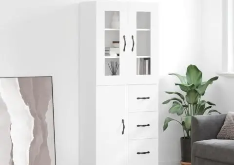 Dulap înalt, alb, 69,5x34x180 cm, lemn compozit - 1/5