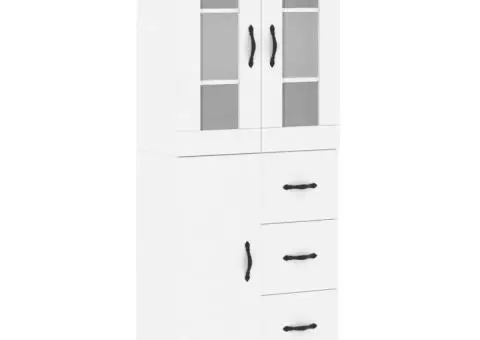 Dulap înalt, alb, 69,5x34x180 cm, lemn compozit - 2/5