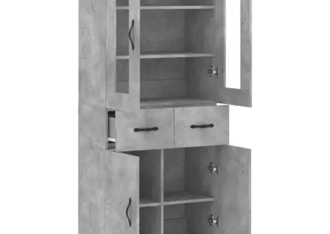 Dulap înalt, gri beton, 69,5x34x180, lemn compozit - 4/5