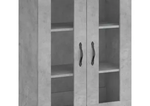 Dulap înalt, gri beton, 69,5x34x180, lemn compozit - 5/5