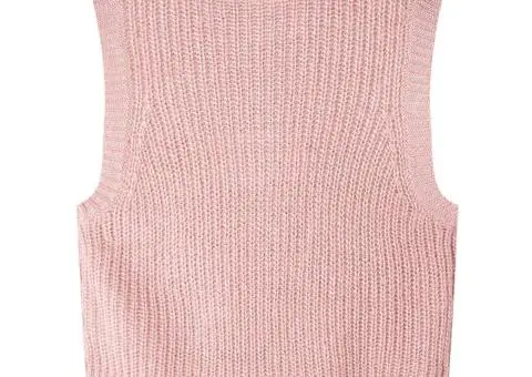 Vestă pulover pentru copii tricotată, roz deschis, 92 - 2/5