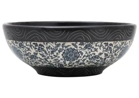 Lavoar de blat, negru și albastru, rotund, Φ41x14 cm, ceramică - 2/5