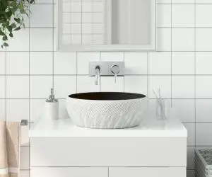 vidaXL Lavoar de blat, negru și gri, rotund, Φ41x14 cm, ceramică