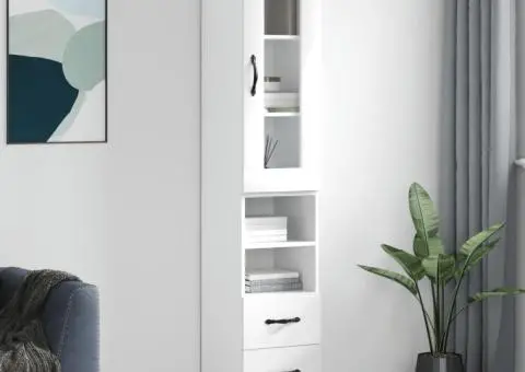 Dulap înalt, alb, 34,5x34x180 cm, lemn prelucrat - 1/5