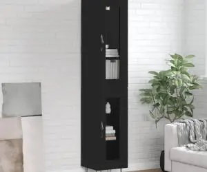 vidaXL Dulap înalt, negru, 34,5x34x180 cm, lemn prelucrat