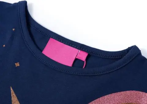 Tricou pentru copii cu mâneci lungi, bleumarin, 128 - 3/5