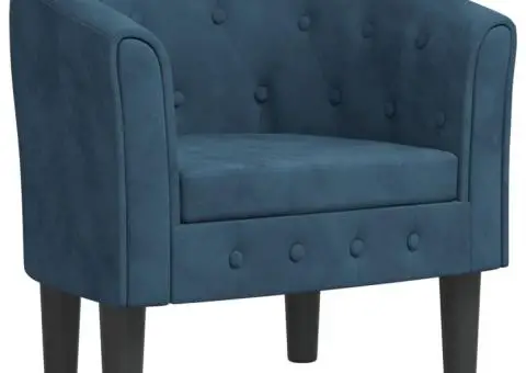Fotoliu tip cuvă, albastru închis, catifea - 2/5