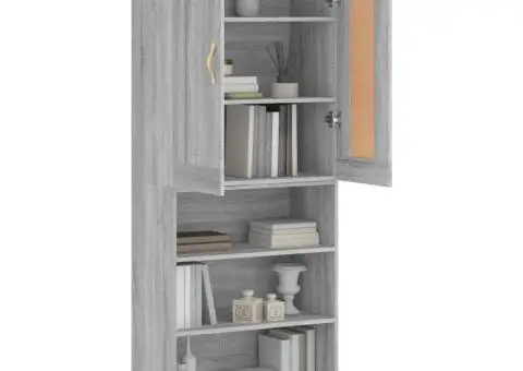 Dulap înalt, gri sonoma, 69,5x34x180 cm, lemn compozit - 3/5