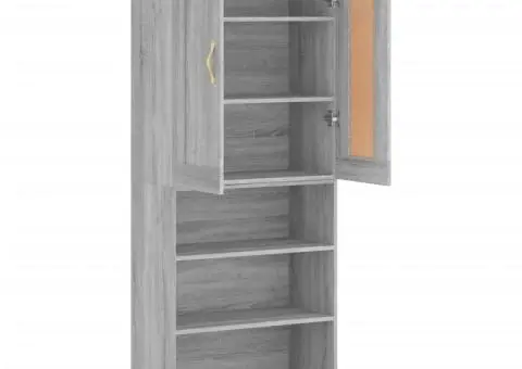 Dulap înalt, gri sonoma, 69,5x34x180 cm, lemn compozit - 4/5