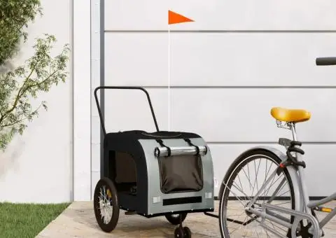 Remorcă bicicletă animale companie gri/negru textil oxford/fier - 1/5