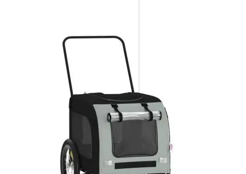 Remorcă bicicletă animale companie gri/negru textil oxford/fier - 2/5