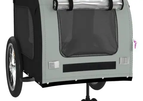 Remorcă bicicletă animale companie gri/negru textil oxford/fier - 5/5