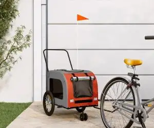 vidaXL Remorcă de bicicletă animale portocaliu/gri, textil oxford/fier