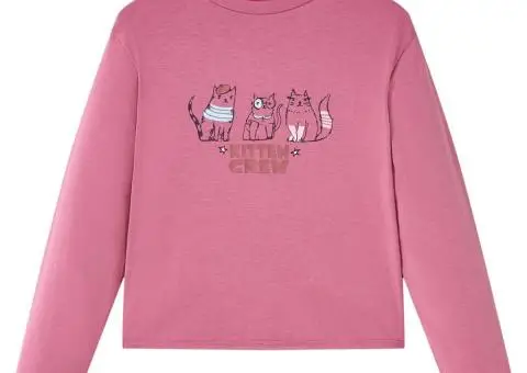 Tricou pentru copii cu mâneci lungi, zmeuriu, 104 - 1/5