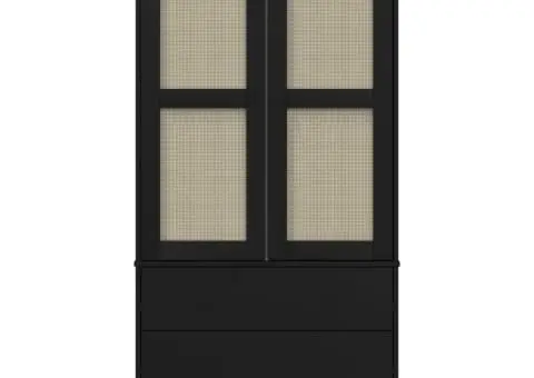 Șifonier SENJA, aspect ratan negru, 90x55x175cm, lemn masiv pin - 5/5