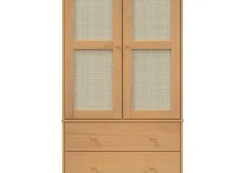 Șifonier SENJA, aspect ratan maro, 90x55x175 cm, lemn masiv pin - 5/5