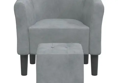 Fotoliu tip cuvă cu taburet, gri închis, catifea - 3/5