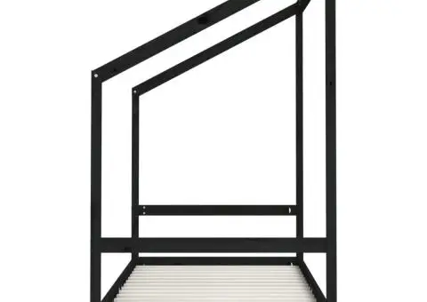 Cadru de pat pentru copii negru 2x(90x190) cm lemn masiv de pin - 5/5