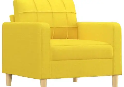 Set de canapele cu perne, 4 piese, galben deschis, textil - 3/5