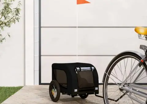 Remorcă bicicletă animale companie, negru, textil oxford/fier - 1/5