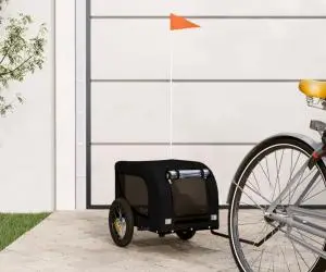 vidaXL Remorcă bicicletă animale companie, negru, textil oxford/fier