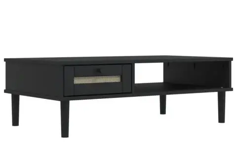 Masă de cafea SENJA aspect ratan negru 100x55x33 cm lemn masiv - 2/5
