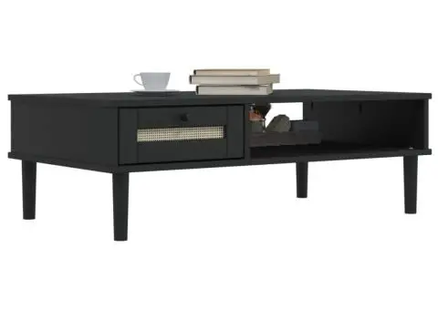 Masă de cafea SENJA aspect ratan negru 100x55x33 cm lemn masiv - 3/5