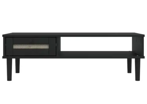 Masă de cafea SENJA aspect ratan negru 100x55x33 cm lemn masiv - 5/5