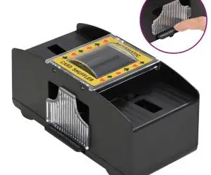 vidaXL Aparat automat de amestecat cărți, negru, 2 pachete