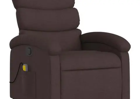 Fotoliu de masaj rabatabil, maro închis, material textil - 3/5