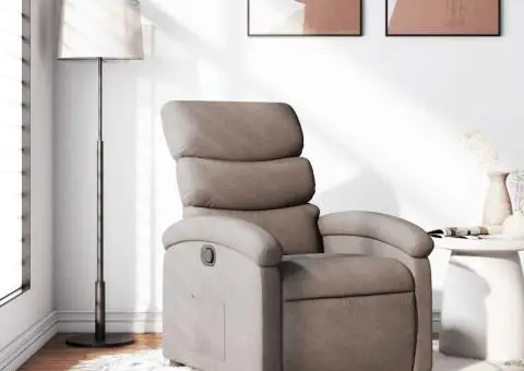 Fotoliu rabatabil, gri taupe, material textil - 1/5