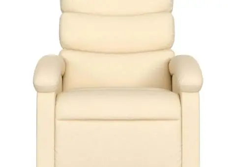 Fotoliu rabatabil de masaj, crem, material textil - 5/5