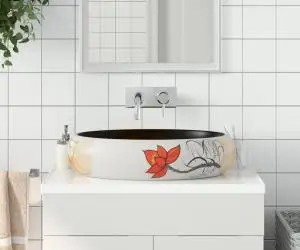 vidaXL Lavoar de blat, multicolor, 59x40x15 cm, ceramică, oval