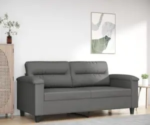 vidaXL Canapea cu 2 locuri, gri închis, 140 cm, țesătură microfibră