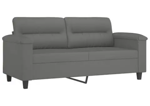 Canapea cu 2 locuri, gri închis, 140 cm, țesătură microfibră - 2/5
