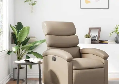 Fotoliu rabatabil, cappuccino, piele ecologică - 1/5