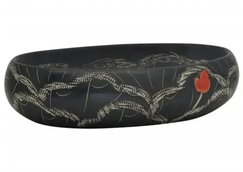 Lavoar de blat, negru, 59x40x15 cm, ceramică, oval - 2/5