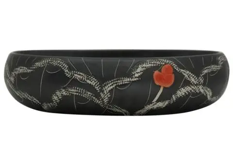 Lavoar de blat, negru, 59x40x15 cm, ceramică, oval - 3/5